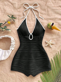 Summer Backless Sleeveless Halter Mini Playsuits Women 2026 V Neck Romper Streetwear Black White Female Shorts Jumpsuits