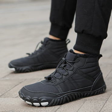 Winter Men Warm Plush Snow Boots Comfortable Barefoot Ankle Boots Outdoor Non Slip Couple Travel Climbing Hiking Shoes