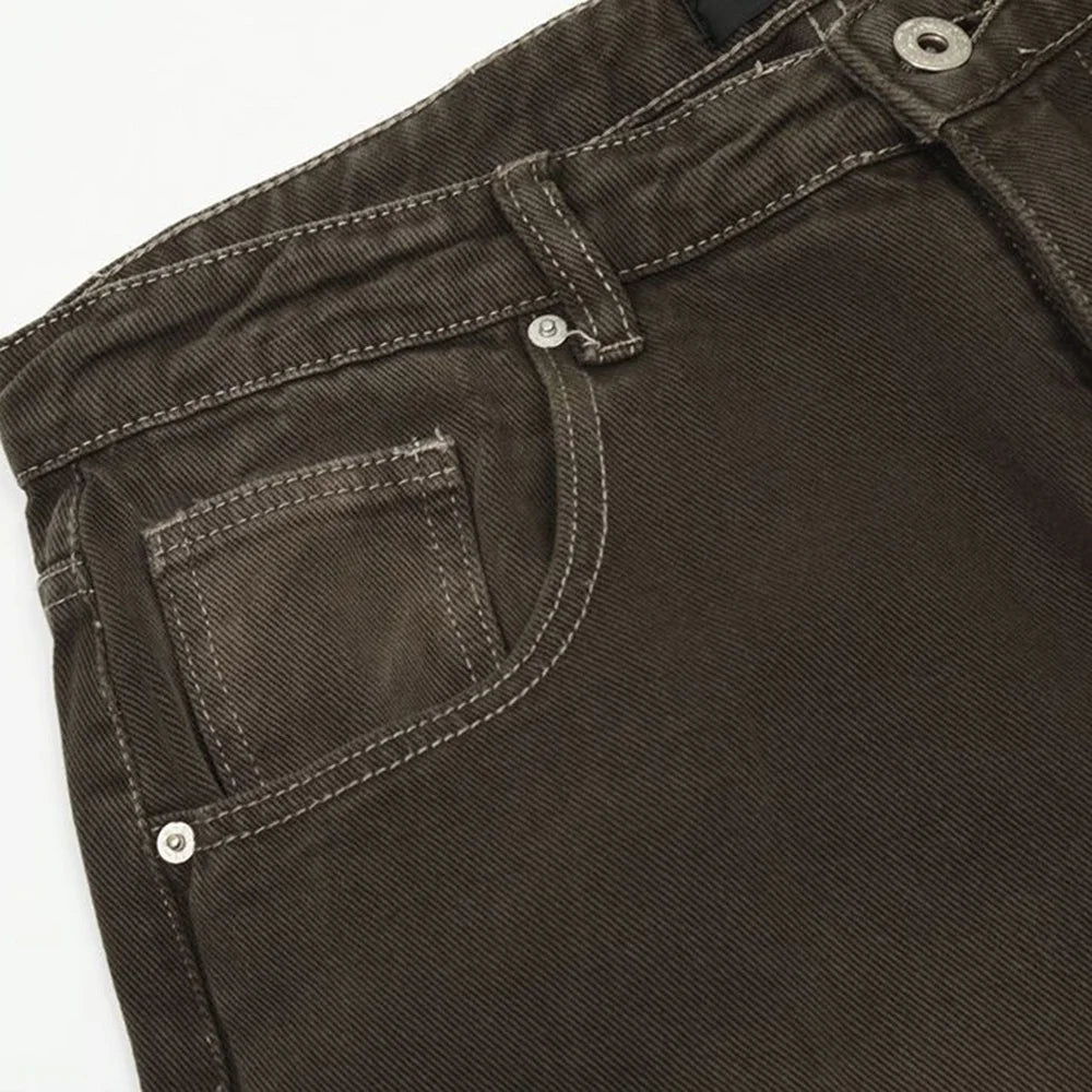 Mens Long Pants Washed Dyed Jeans Autumn Casual Hawaiian Daily Wear-Resistant American Style Pants Men's Clothing Unisex 2024