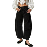 Wide Leg Jeans Woman Casual Loose Y2K Low Waist Denim Pants Boyfriend Cropped Barrel Baggy Jeans With Pockets Denim Jeans