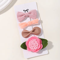 4PCS/Set Muslin Baby Girls Bows Hair Clips Hairpins Hairclip For Kids Cotton Linen Barrette Flower Print Side Pin Accessories