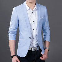 New Fashion Men's Trendy Leisure Boutique Suit Jacket Autumn Casual Business Slim Fit Single Button Suit Solid Formal Blouse