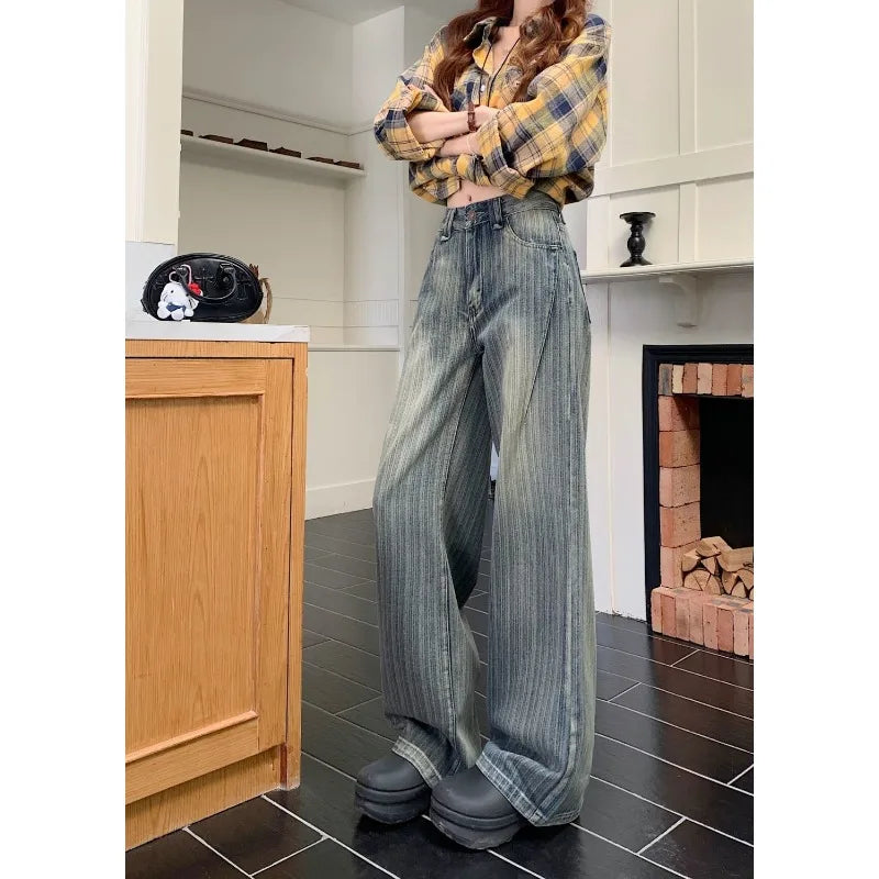 Casual Loose Jeans Wide Leg Flared Trousers High Waist Comfort Stretch Denim Pants for Women Fashion Trend  Women's jeans