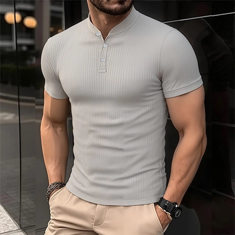 2025 Men's Summer Short Sleeve Polo Breathable Comfortable Polo Casual Solid Color Shirt Button T-Shirts Dropshipping