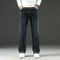 2025 New Spring and Autumn Men's Jeans, Loose, Comfortable, Straight, Business Casual, Versatile Wide-leg Business Trousers