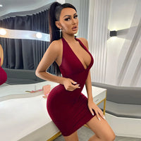 2026 Women Hot Girl Style V Neck Slim Fit Wrap Hip Dress Fashion Party Dress