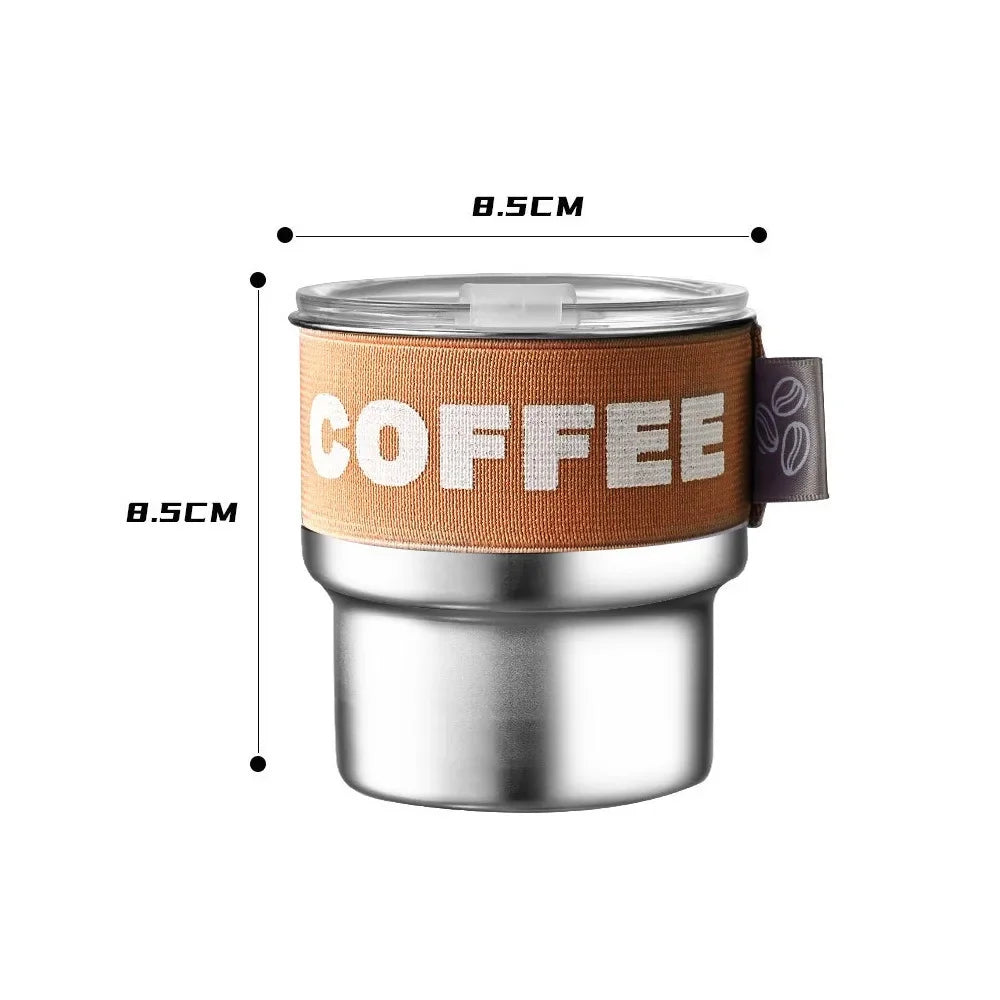 Stainless Steel Coffee Cup with Lid Mug Insulated Breakfast Milk Tea Cup Heat-Resistant Cup Leakproof Portable Water Cup Gift