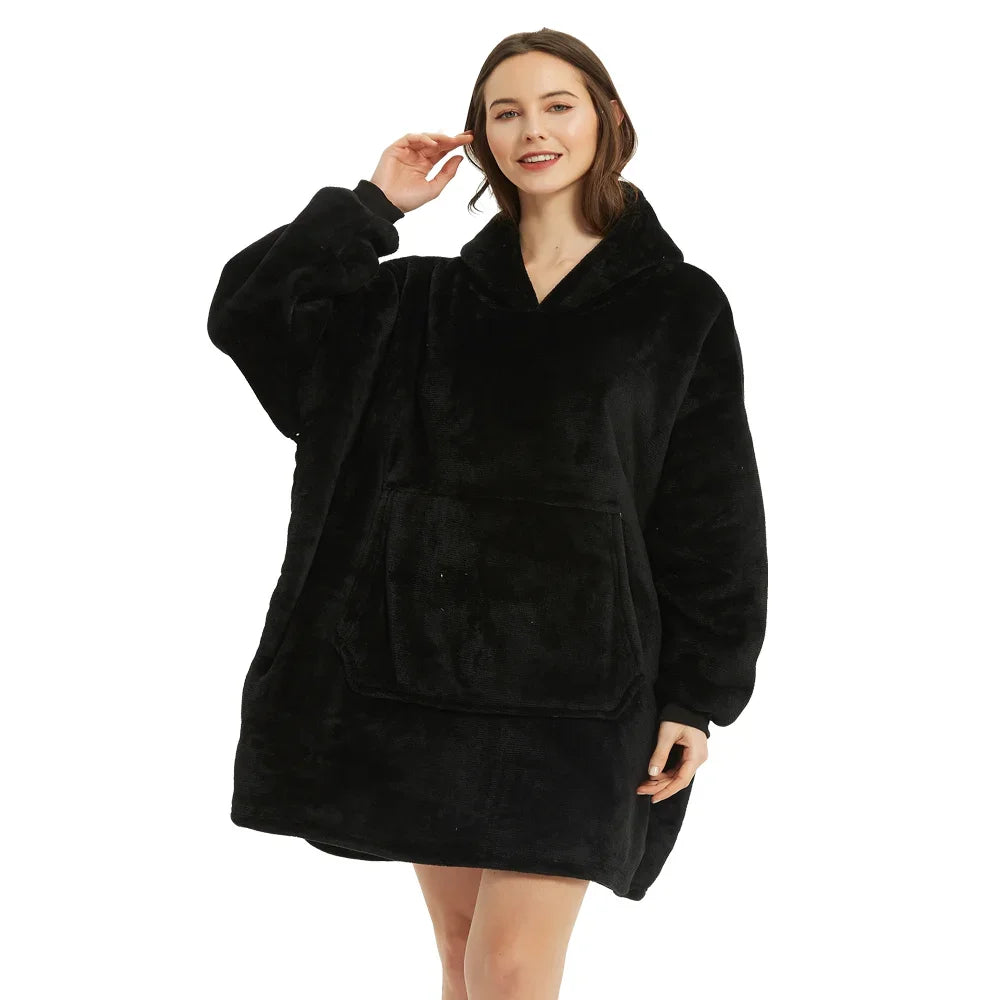 Winter Wearable Blankets Soft Warm Blanket Hoodie Sweatshirt Women Men Pullover Fleece Oversized Giant TV Blankets