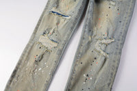 Men's Skinny Denim Jeans 2025 New Streetwear Distressed Painted Repair Low-Rise Brand Pants for Casual Style