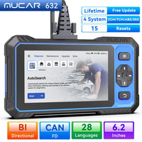 MUCAR 632 OBD2 Diagnostic Tool AI Assisted Bi-directional CANFD Protocal ECM/TCM/ABS/SRS Diagnosis 15 Reset Lifetime Free Update