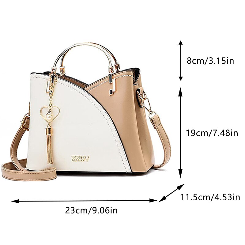 Women Patchwork Handbags PU Leather Purse Block Handle Tote Bags Fashion Large Capacity Stitching Totes Satchel Shoulder Bag New