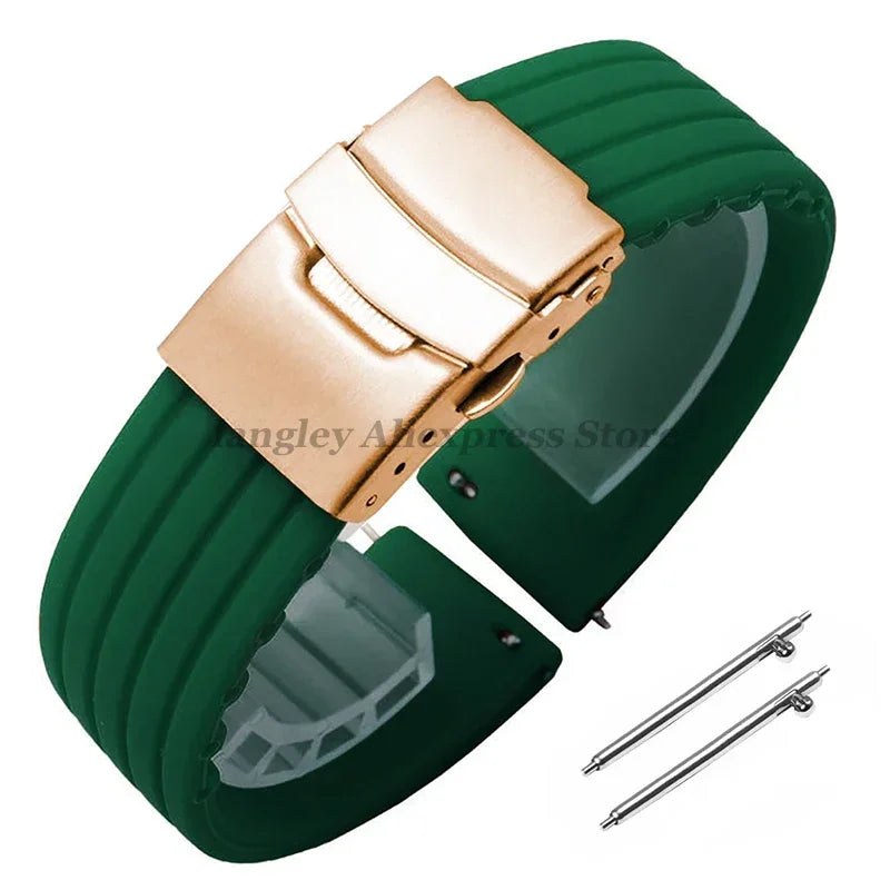 18mm 20mm 22mm 24mm Quick Release Silicone Watchband for Huawei Watch GT4/GT3 46mm for Seiko for Omega for Fossil Rubber Straps