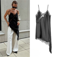 KONDALA Sexy Chic Black Lace Cami Tops Women V Neck Patchwork Sleeveless Y2K Girl Top Fashion 2025 Summer Fall Holiday Beach Top