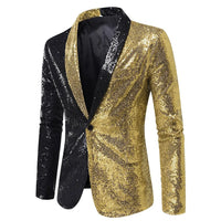 Shiny Sequin Men's Suit Jacket, Stage Performance Coat, White Silver Blue Red Purple Blazers V-neck Single Button S M L XL XXL