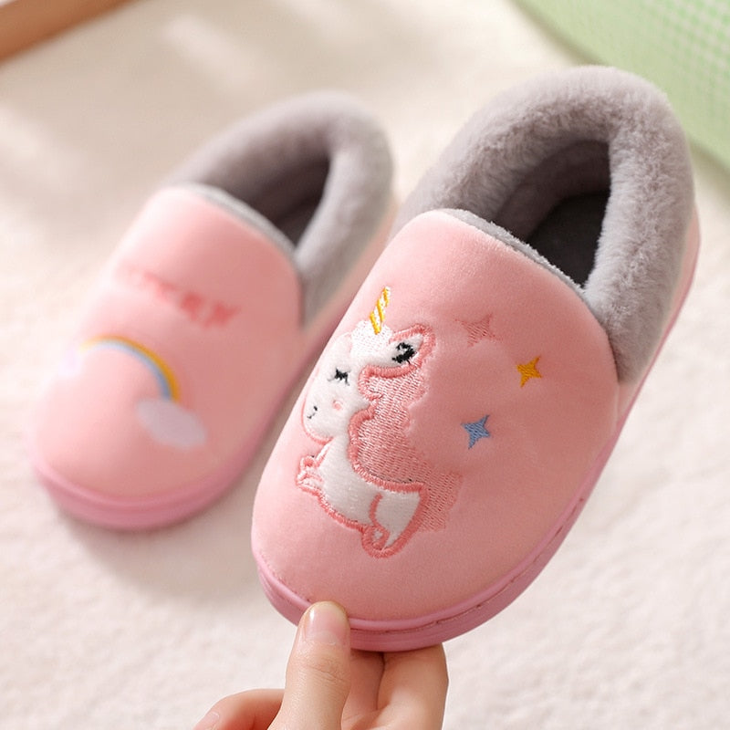 Kocotree Winter Kids Slippers Children Unicorn Non-slip Soft Girls Home Shoes Kids Boys Cartoon Slippers Indoor Floor Shoes