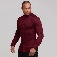 New Autumn Fashion Mens Solid Color Turn-down Collar Button Super Slim Fit Shirts Spring Long Sleeve Business Dress Shirt