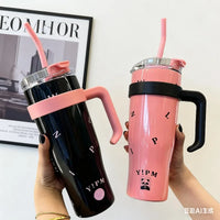 1200ml 304 stainless steel insulated cup, ice cup, large capacity portable straw cup, can keep hot water and can keep ice