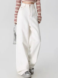 White wide-leg jeans  new style for autumn 2025  Back pocket with bow embroidery  Loose fit   slimming and with good drape