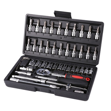 46pcs Combination Set Wrench Socket Spanner Durable Screwdriver Household Motorcycle Car Repair Tool Kits Accessory