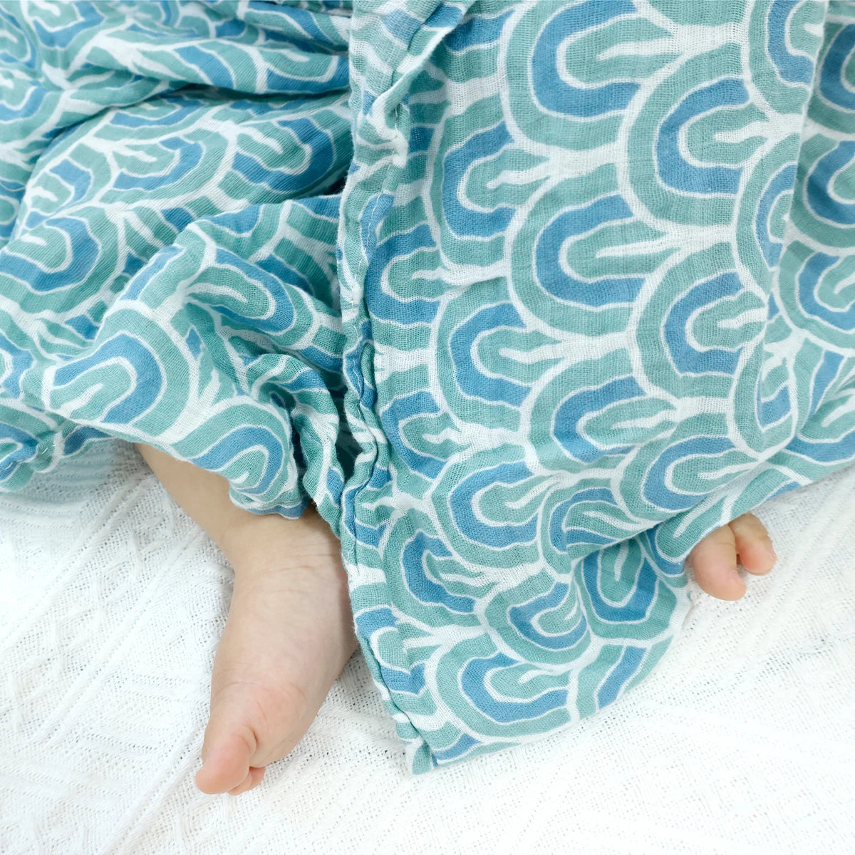 HappyFlute Baby Muslin Swaddle 100% Cotton Summer Soft Cute Print Baby Blanket 120*110CM