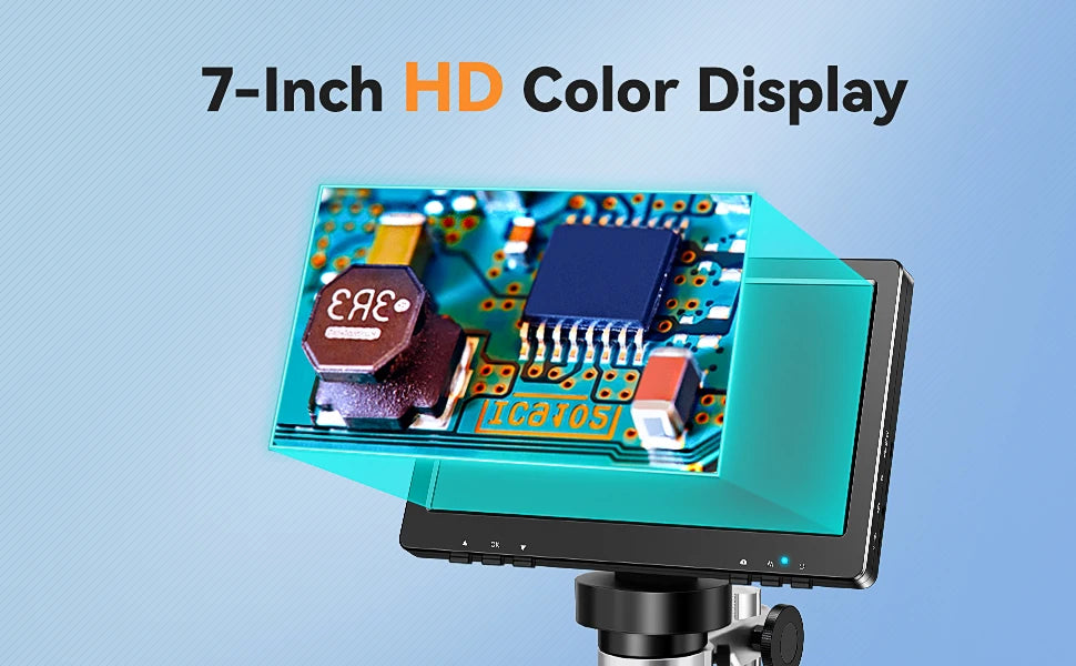 DM9 Digital Microscope with 7inch IPS Screen 1200x Coin Microscope Soldering Microscopios for Repairing With 10 LEDs， PC View
