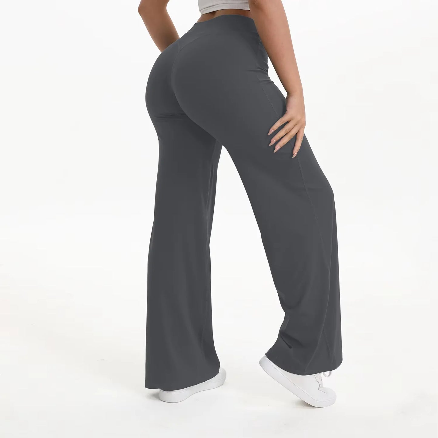 NCLAGEN SoftMotion Straight Leg Bottoms Women's Mid-Waist Yoga Pants GYM Leggings Naked Feel Pilates Running Sports Trousers