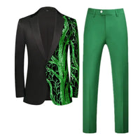 Red Sequin Blazer & Pants Set , Men's Shiny Party Outfit Suits for Weddings, Concerts & Festive Celebrations