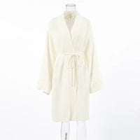 Spring Summer Women's 100% Cotton Women's  Nightgown Gown Robe Long Sleeve Cardigan Gown Morning Gown Pajamas Home Clothes
