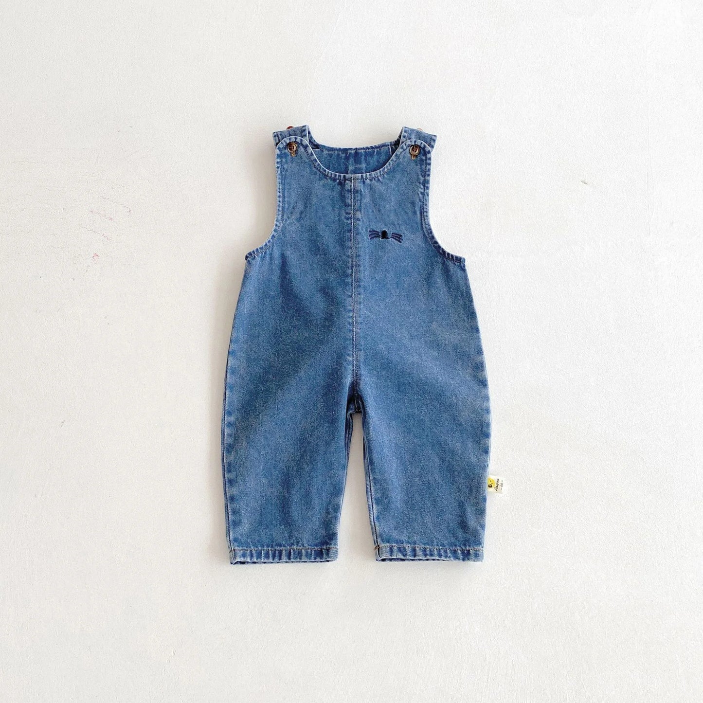 Autumn and winter baby denim overalls with rabbit ears, cute long pants and one-piece pants