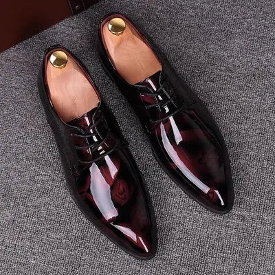 Men's Dress Shoes Patent Leather Business Shoes Pointed Toe Zapatos Hombre Oxfords Shoes For Men Sapatos Social Masculino