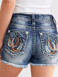 Women's Embroidered Denim Shorts - Stylish and Comfortable Casual Jean Shorts for Summer Fashion