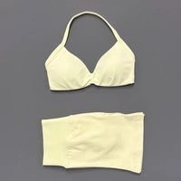 2 Piece Sport Set Women Seamless Yoga Tank Bra High Waist Scrunch Bum Gym Shorts Sets Fitness Running Workout Suit