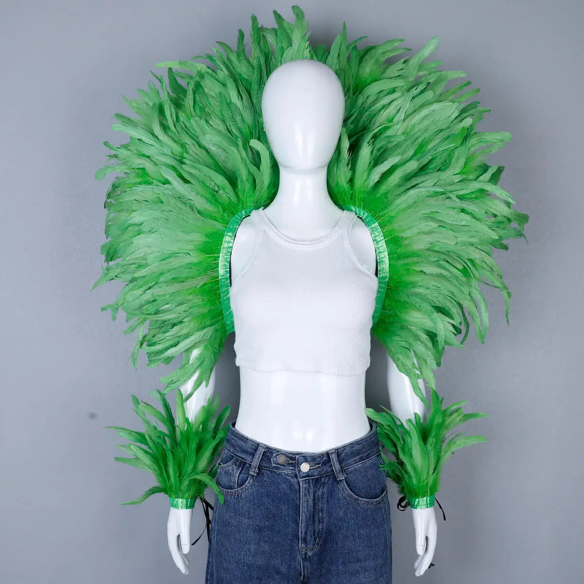 Elegant Women's 2-Piece Shawl Set Cosplay Feather Punk Style for Halloween Masquerade Ball Party Carnival New