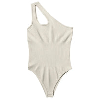 Seamless Bodysuit for Women Tummy Control Tops Cutout Sleeveless Bodysuit Thong Sculpting One-shoulder Sexy Versatile Bodysuits
