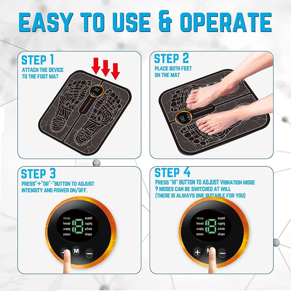EMS Massage foot pad Pulse Therapy Micro Current foot Massager to Alleviate Fatigue USB Charging Model