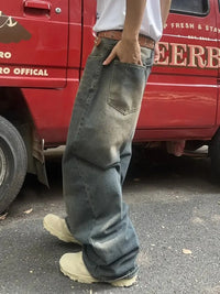 Men's American casual jeans, loose straight, not easy to deform, comfortable to wash, solid color, can be worn in all seasons