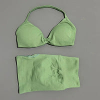 2 Piece Sport Set Women Seamless Yoga Tank Bra High Waist Scrunch Bum Gym Shorts Sets Fitness Running Workout Suit