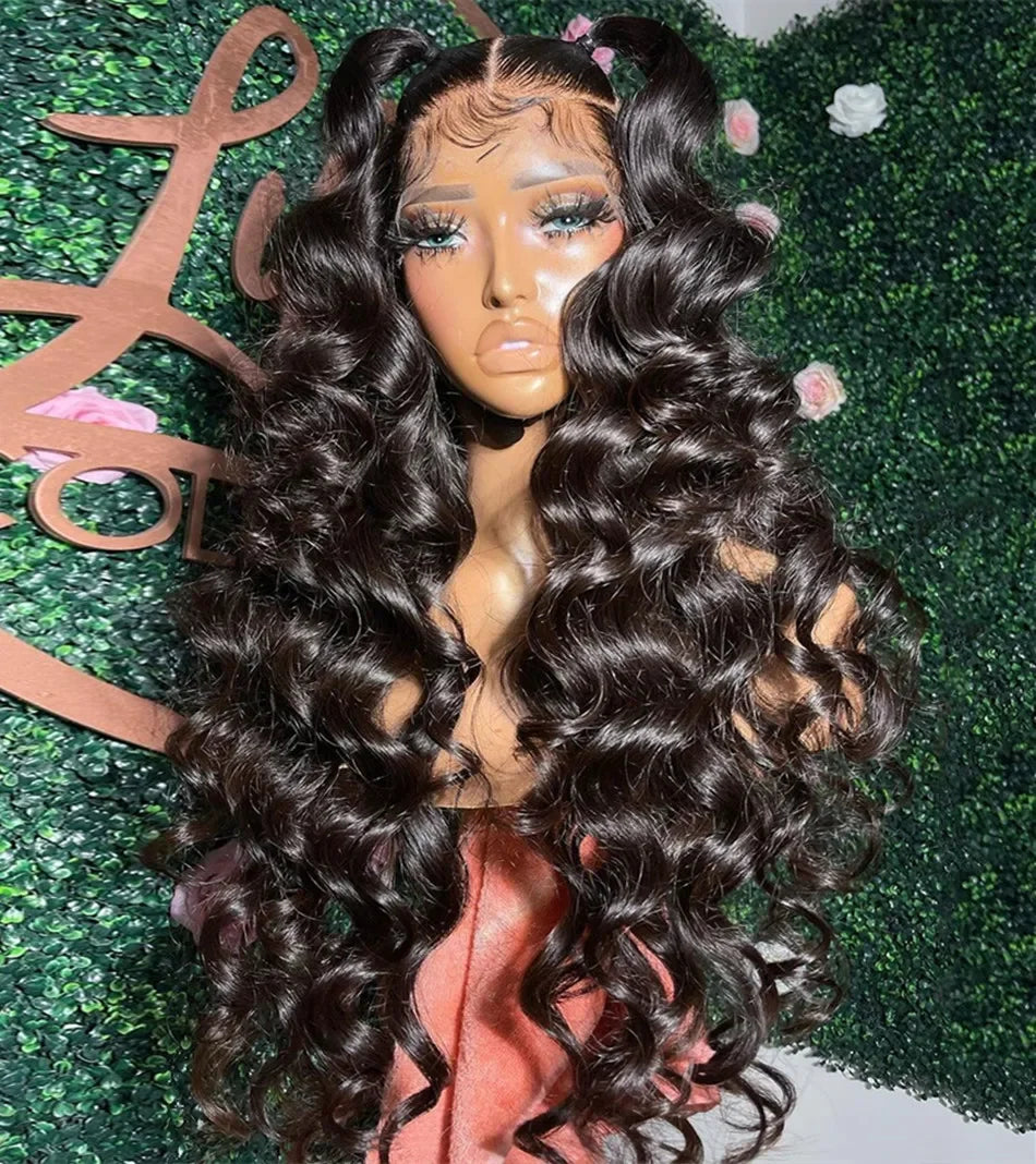 HD 13x6 Loose Nature Wave Lace Front Human Hair Wigs 250% Transparent 30 40 Inch 13x4 360 Full Deep Water Wave Lace Frontal Wig