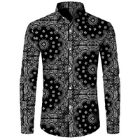 Men's Long Sleeved Button Up Shirt Autumn Comfortable Lapel Shirt Retro Ethnic Style Mens Long Sleeved Trend Street Men Clothing