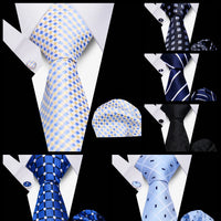 Tie Men Business Necktie Set Classic Plaid Cufflinks Handkerchief For Suit Wedding High Quality 3pcs Ties Sets Formal Gravata