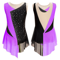 Kids Girls Sleeveless Fringed Bodysuit Moden Latin Jazz Dance Leotard Dress Rhinestones Gymnastics Skating Performance Costumes