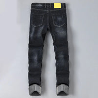 Men's jeans stretch fashionable black pants slim fit straight leg pants