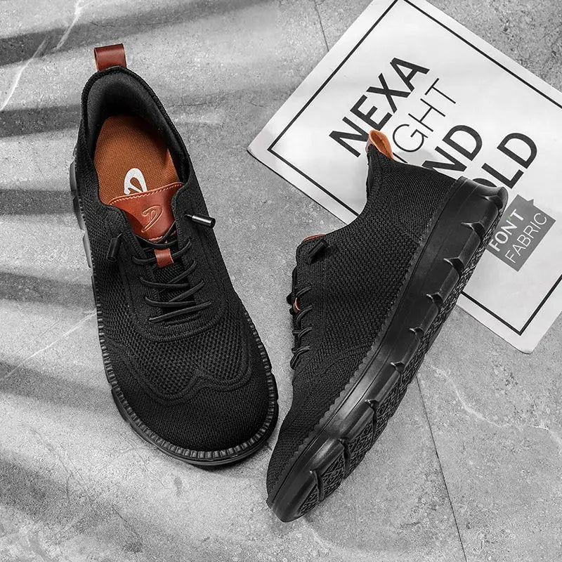 Summer large-sized wide-toe casual shoes with soft sole and anti-slip function for men, breathable Fly-Weave men's shoes