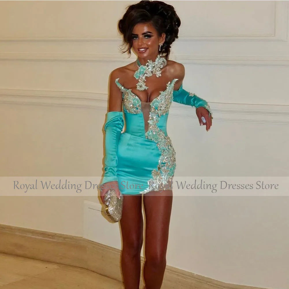 Mini Short Custom Cocktail Dress Sheath Strapless Cocktail Gown For Women Beading Sleeveless Wedding  Party Gown