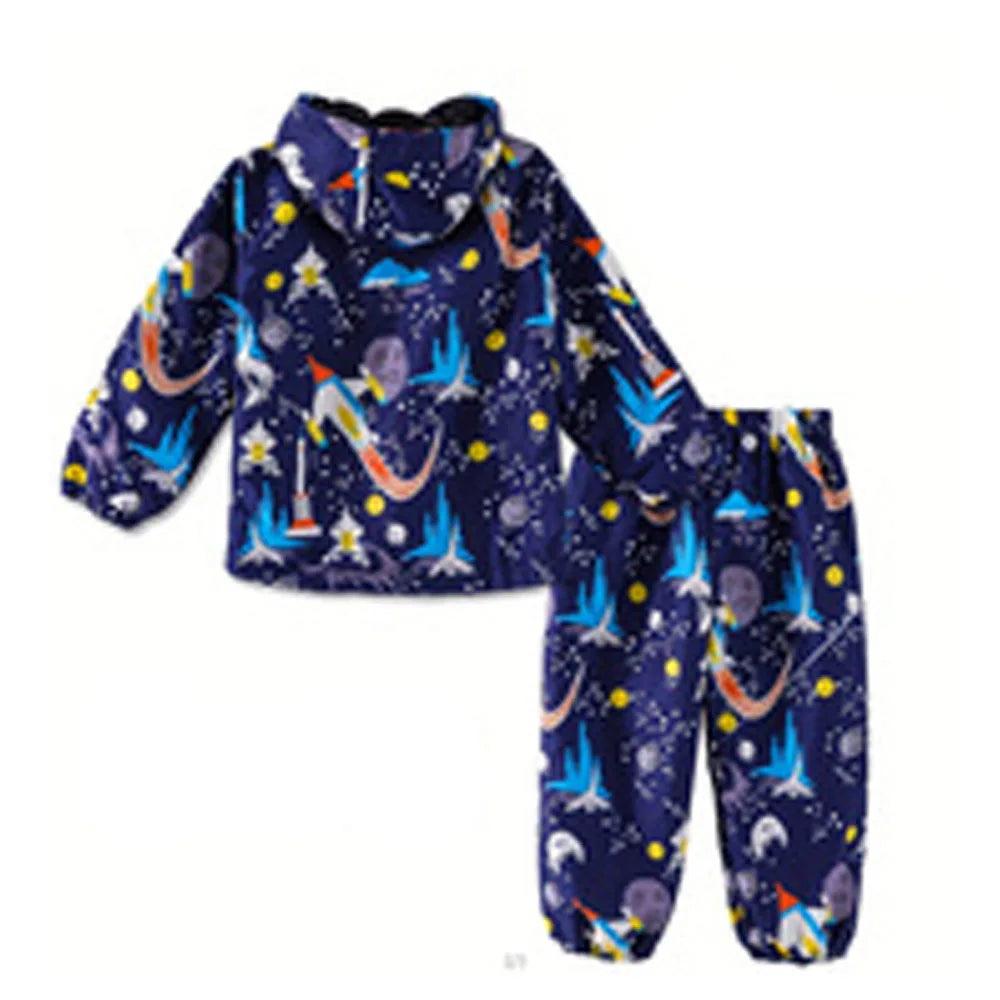 Children's Clothing Sets Cartoon Raincoat Suit Girls Boys Sets Waterproof Top and Pants 2pcs For Kids Hooded Jacket And Trousers