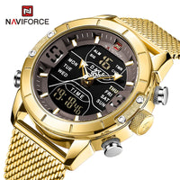 NAVIFORCE Men Watch Top Luxury Brand Man Military Sport Quartz Wrist Watches Stainless Steel LED Digital Clock Relogio Masculino