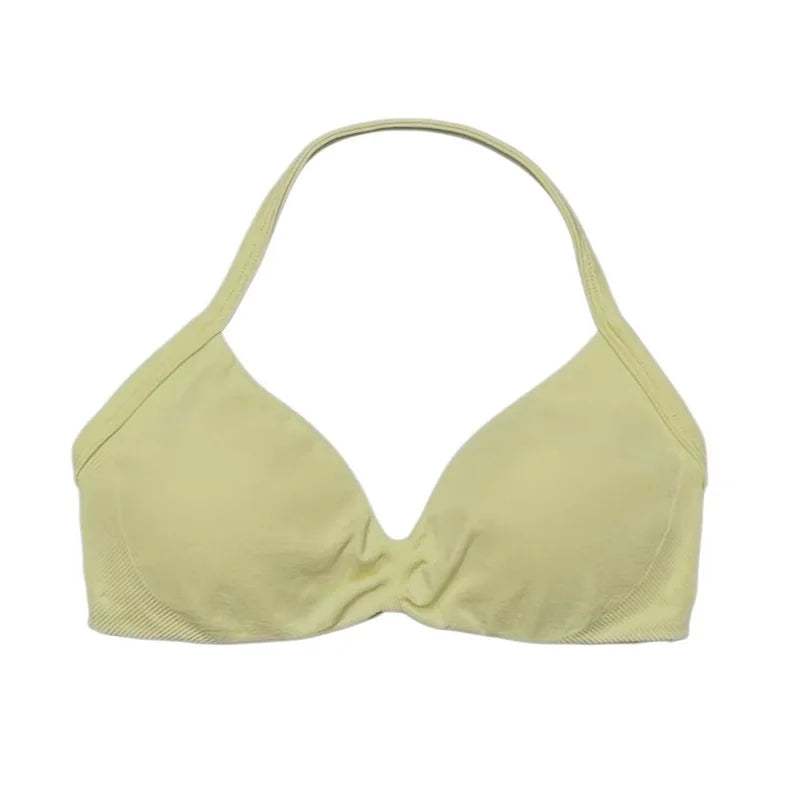 HISTELLO Sports Bra Seamless Halter Thin Strap High Support Scrunch Women Removable Pads Gym Fitness Workout Yoga Clothes
