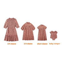 6M To 18Y Kids Baby Girls Teen Summer Dress Women Midi Dress Children Clothing Fashion Sisters Floral Baby Romper, #7001