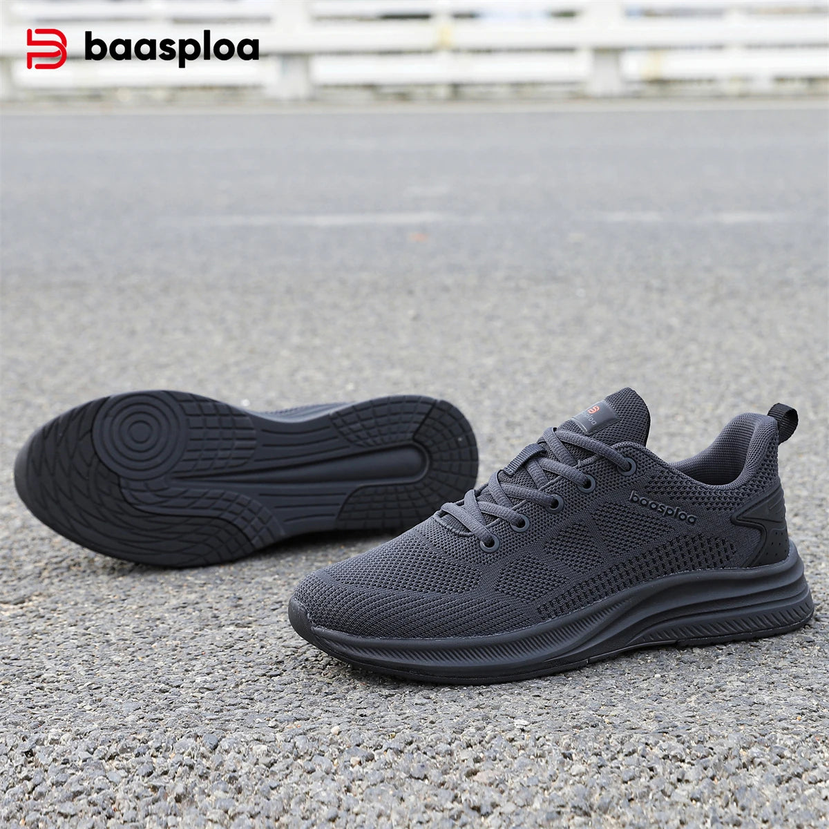 Baasploa Men Running Shoes Brand Mesh Breathable Casual Sneakers Male Lace-Up Comfort Lightweight Sport Shoes Non-Slip Outdoor