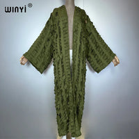 WINYI new maxi kimono coat for women OverCoat hole denim cardigan long down coat cover up beach outfits woman abaya dubai luxury